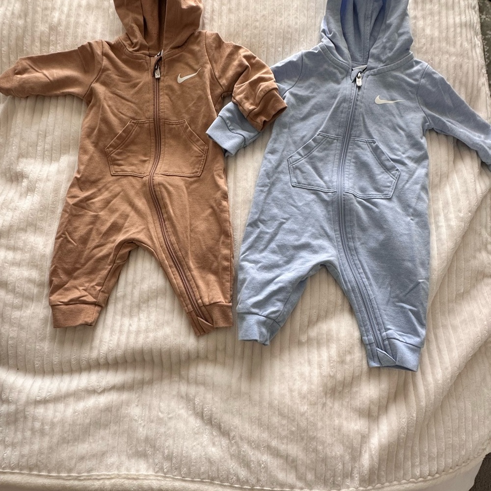 Nike Kids Hooded Footies - Brown and Blue
